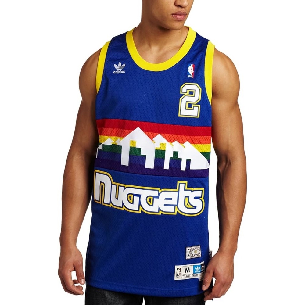 Adidas Hardwood Classics Alex‎ English #2 Denver Nuggets Rainbow Skyline Jersey